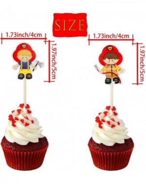 Cake & Cupcake Toppers 24pc Firefighter Fireman Fire Truck Fire extinguisher Cupcake Toppers for Birthday Party Firefighter i...