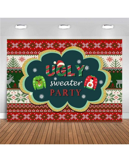 Photobooth Props Holiday Winter Snowflake Ugly Sweater Themed Photo Booth Party Photo Background Supplies 7x5ft Vinyl Tacky C...