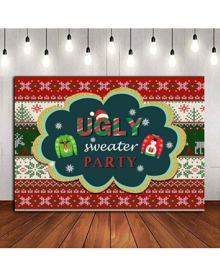 Photobooth Props Holiday Winter Snowflake Ugly Sweater Themed Photo Booth Party Photo Background Supplies 7x5ft Vinyl Tacky C...