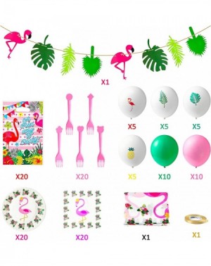 Party Packs 123 Pcs Tropical Hawaiian Party Decorations Flamingo Party Supplies Including Palm Leaves Flamingo Banner Balloon...