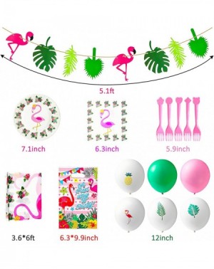 Party Packs 123 Pcs Tropical Hawaiian Party Decorations Flamingo Party Supplies Including Palm Leaves Flamingo Banner Balloon...