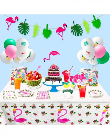 Party Packs 123 Pcs Tropical Hawaiian Party Decorations Flamingo Party Supplies Including Palm Leaves Flamingo Banner Balloon...