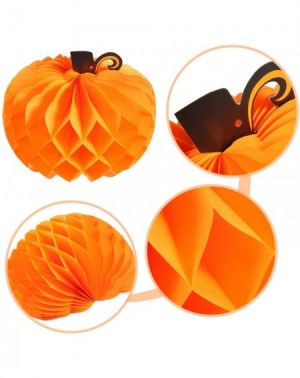 Tissue Pom Poms 6 Pack 10.2 Inch Paper Pumpkin Honeycomb Centerpieces 3D Tissue Pumpkins Paper Hanging Decoration Halloween T...