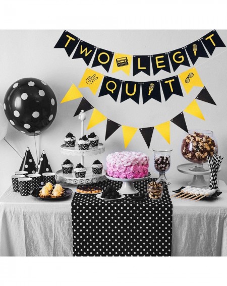 Banners Two Legit to Quit Banner Black Gold Glitter 2nd Birthday Banner with Triangle Flag Banner for 2nd Birthday Party Baby...