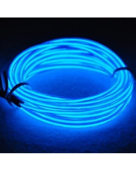 Indoor String Lights Neon LED Light Glow EL Wire Battery Pack String Strip Rope Tube Car Dance Party + Controller (15ft- Blue...