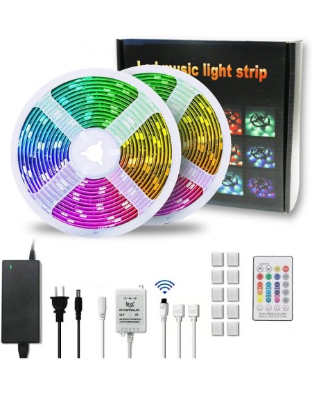Outdoor String Lights Led Strip Lights with Music Sync- 32.8ft RGB LED Strip Color Changing Remote Lights- SMD 5050 Waterproo...