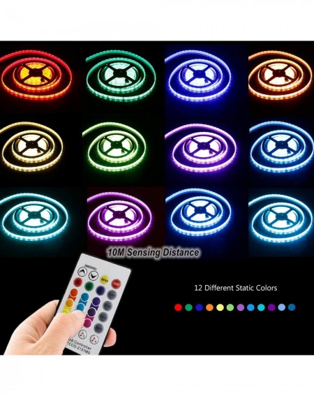 Outdoor String Lights Led Strip Lights with Music Sync- 32.8ft RGB LED Strip Color Changing Remote Lights- SMD 5050 Waterproo...