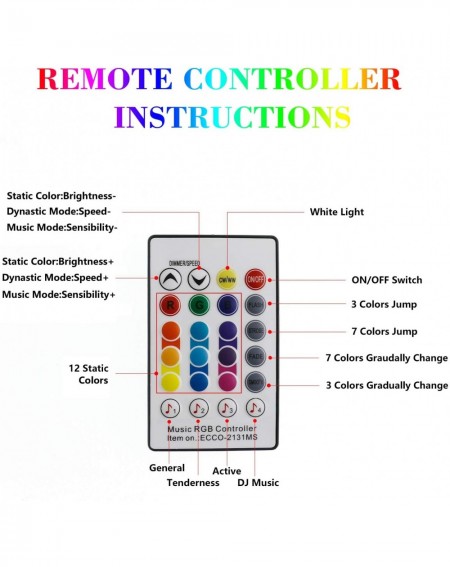 Outdoor String Lights Led Strip Lights with Music Sync- 32.8ft RGB LED Strip Color Changing Remote Lights- SMD 5050 Waterproo...