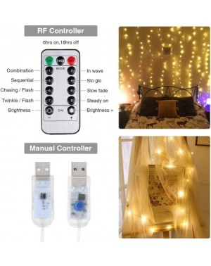 Outdoor String Lights LED Window Curtain String Light- 300 LED Warm White Window Fairy String Lights with 8 Modes- 3m x 3m 8 ...