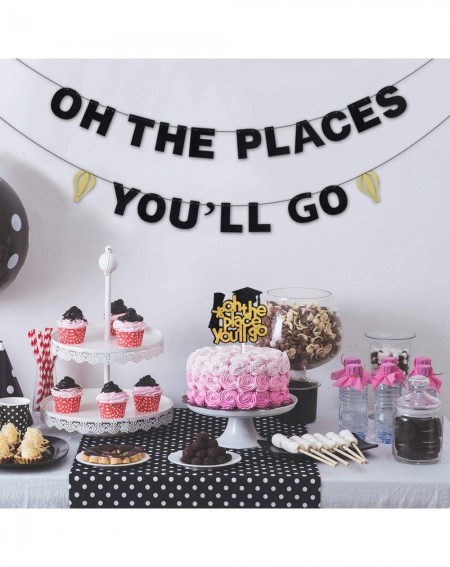 Banners Oh The Places You'll Go Birthday Banner - Congrats Grad 2020 Graduation Party - Kids School Days Bon Voyage Hot Air B...