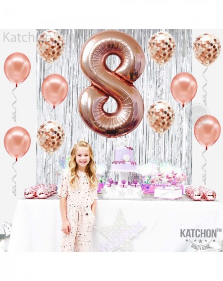 Balloons Rose Gold Number 8 balloon - foil mylar Rose Gold Balloons Party Decorations rose gold party supplies for Engagement...