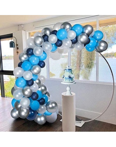 Balloons 135 Pcs Blue Balloon Garland Arch Kit -Silver Confetti- Navy Blue- Royal Blue Balloons Baby Shower Boy Party Decorat...