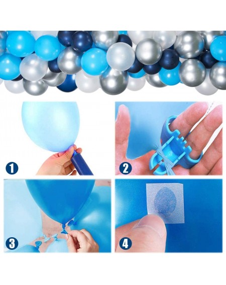 Balloons 135 Pcs Blue Balloon Garland Arch Kit -Silver Confetti- Navy Blue- Royal Blue Balloons Baby Shower Boy Party Decorat...