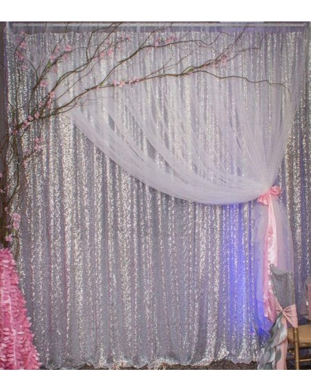 Photobooth Props Wedding Backdrop Decoration Silver Sequin Background 4ftx6ft Sparkly Christmas Thanksgiving Winter Snow Part...