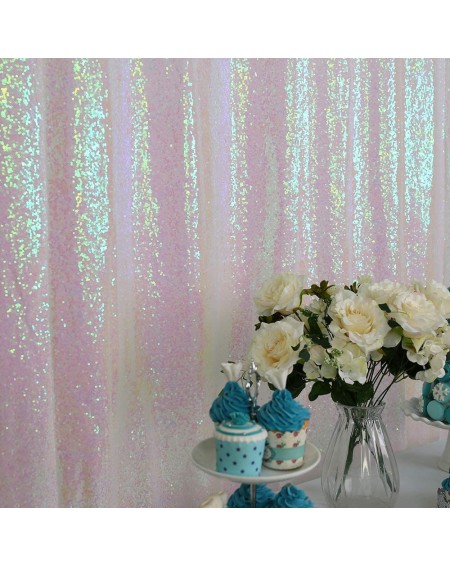 Photobooth Props Iridescent Photography Backdrop Sequin Backdrop Curtains for Wedding Party-4ftx6.5ft - Iridescent - CJ188QQO...