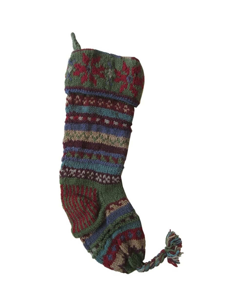 Stockings & Holders Handknit Wool Christmas Stockings - Country Green Stripe - C3187ODDKNI $36.73