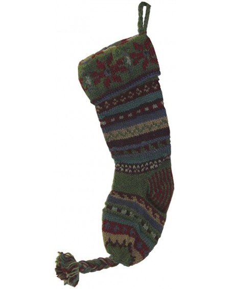 Stockings & Holders Handknit Wool Christmas Stockings - Country Green Stripe - C3187ODDKNI $36.73