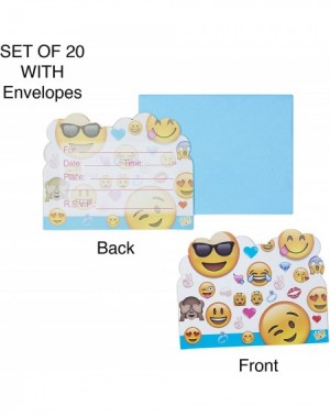 Invitations Blue Emoji Party Invitation Card with Envelopes Set of 20 for Boy Girl Kid Happy Birthday Supplies Graduation Cel...