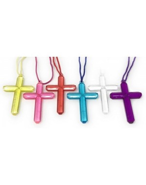 Favors 200 Bulk Plastic Crystal Cross Pendant on Cord - Each Cross in Individual Packaging - CX18HZ3KC9R $22.23