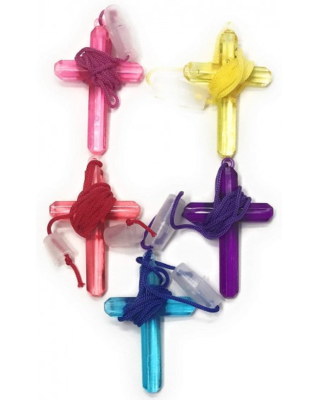 Favors 200 Bulk Plastic Crystal Cross Pendant on Cord - Each Cross in Individual Packaging - CX18HZ3KC9R $22.23