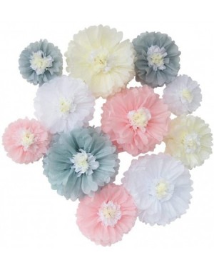 Tissue Pom Poms Elegant Nursery Paper Flowers Blush Grey Girls First Birthday Party Wall Decoration Backdrop Photo Prop Pack ...