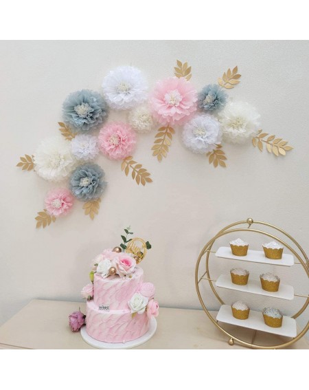 Tissue Pom Poms Elegant Nursery Paper Flowers Blush Grey Girls First Birthday Party Wall Decoration Backdrop Photo Prop Pack ...