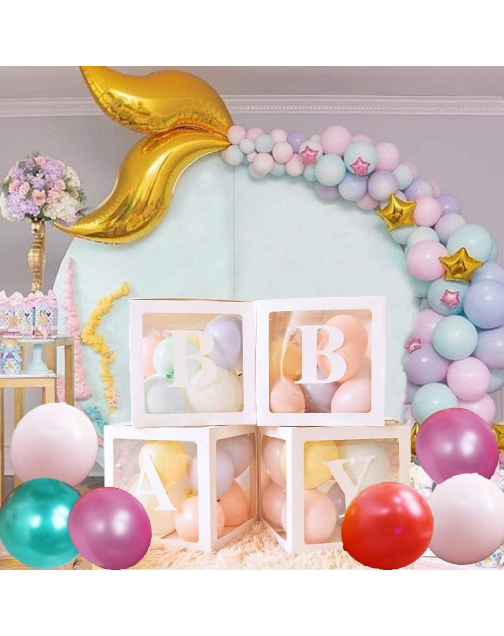 Balloons 21 pcs Transparent Decorations Boxes Girl Balloon Box Set- for Birthday party/Travel Themed Party/Baby Shower/Christ...