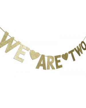 Banners We are Two Gold Glitter Garland Bunting Banner- Twins' 2nd Birthday Party Decorations - CG18GYRAKWZ $9.79