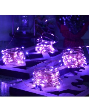 Indoor String Lights 4 Packs 16.4Ft 50 LED Purple Fairy Lights Battery Operated- Mini Copper Fairy Lights- Twinkling Purple C...