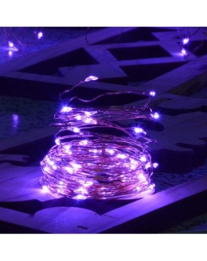 Indoor String Lights 4 Packs 16.4Ft 50 LED Purple Fairy Lights Battery Operated- Mini Copper Fairy Lights- Twinkling Purple C...