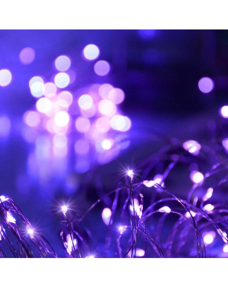 Indoor String Lights 4 Packs 16.4Ft 50 LED Purple Fairy Lights Battery Operated- Mini Copper Fairy Lights- Twinkling Purple C...