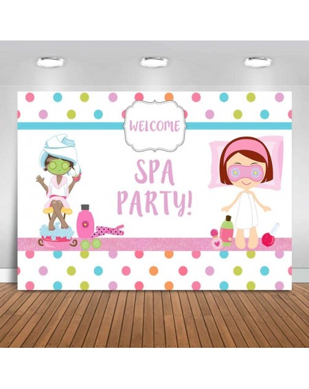 Photobooth Props Spa Themed Birthday Backdrop Pamper Slumber Party Photo Booth Background 7x5ft Colorful Dots Spa Party Girls...