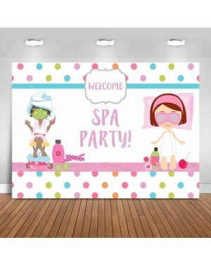 Photobooth Props Spa Themed Birthday Backdrop Pamper Slumber Party Photo Booth Background 7x5ft Colorful Dots Spa Party Girls...