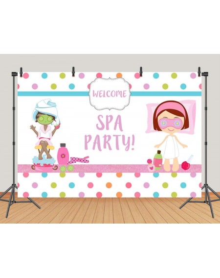 Photobooth Props Spa Themed Birthday Backdrop Pamper Slumber Party Photo Booth Background 7x5ft Colorful Dots Spa Party Girls...