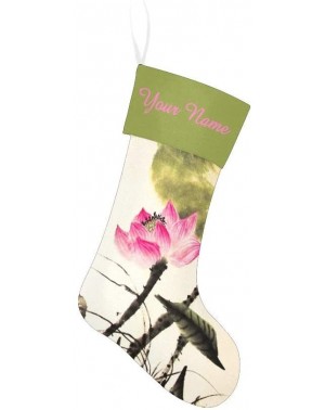 Stockings & Holders Christmas Stocking Custom Personalized Name Text Asian Lotus for Family Xmas Party Decor Gift 17.52 x 7.8...