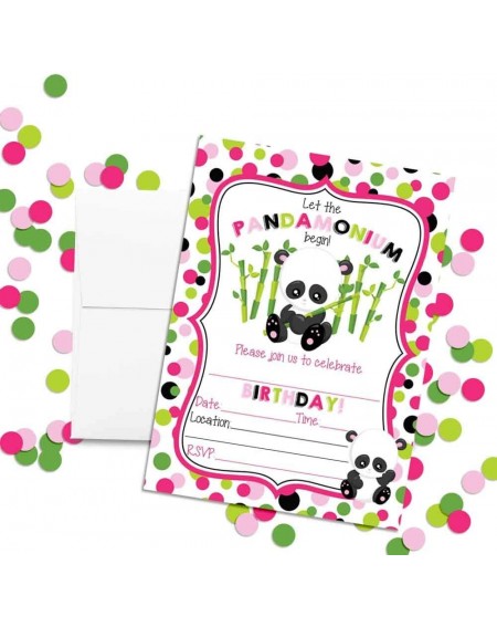 Invitations Pandamonium Panda Bear Themed Birthday Party Invitations for Girls- 20 5"x7" Fill in Cards with Twenty White Enve...