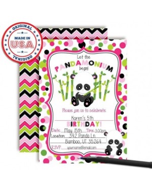 Invitations Pandamonium Panda Bear Themed Birthday Party Invitations for Girls- 20 5"x7" Fill in Cards with Twenty White Enve...