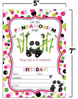 Invitations Pandamonium Panda Bear Themed Birthday Party Invitations for Girls- 20 5"x7" Fill in Cards with Twenty White Enve...