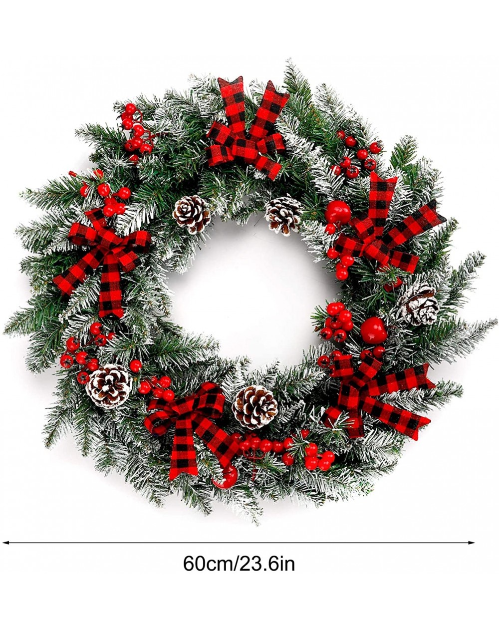 22 Inches Christmas Wreath with 50 Lights Artificial Pine Wreath Indoor ...