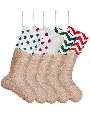 Stockings & Holders Burlap Christmas Stockings Xmas Fireplace Hanging Stockings Decoration Stockings for Christmas Decoration...