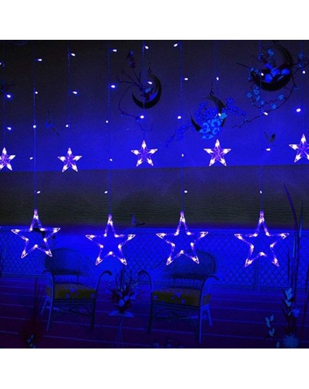 Indoor String Lights LED Star Curtain Lights- 12 Stars 138 LEDs Window Curtain Strip Rope String Lights USB Operated with Rem...