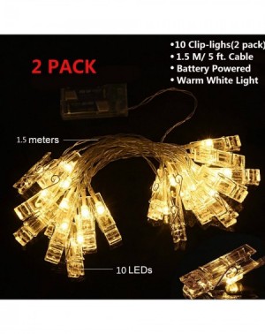 Outdoor String Lights LED String Lights with Photo Clips Battery Operated Indoor Outdoor Decorative Fairy Lights for Bedroom-...