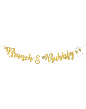 Banners & Garlands Finseng Brunch & Bubbly Gold Glitter Banner Sign Garland Pre-Strung for Bridal Brunch Shower Bachelorette ...