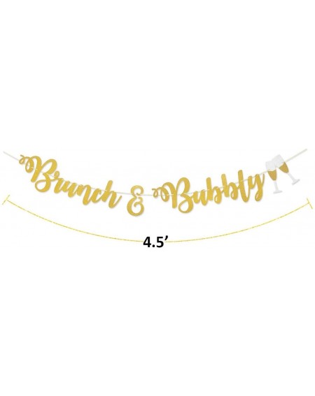 Banners & Garlands Finseng Brunch & Bubbly Gold Glitter Banner Sign Garland Pre-Strung for Bridal Brunch Shower Bachelorette ...