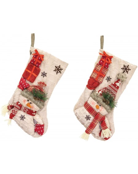 Stockings & Holders Pine Fur Bundled Snowman Rosy Red 18 x 11 Fabric Holiday Stockings Set of 2 - CE18ZYD3G9T $25.79