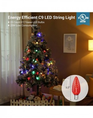 Outdoor String Lights C9 Christmas Lights Outdoor- 25 LED C9 Replacement Bulbs (E17 Base)- 25FT Christmas Stringer- Multicolo...