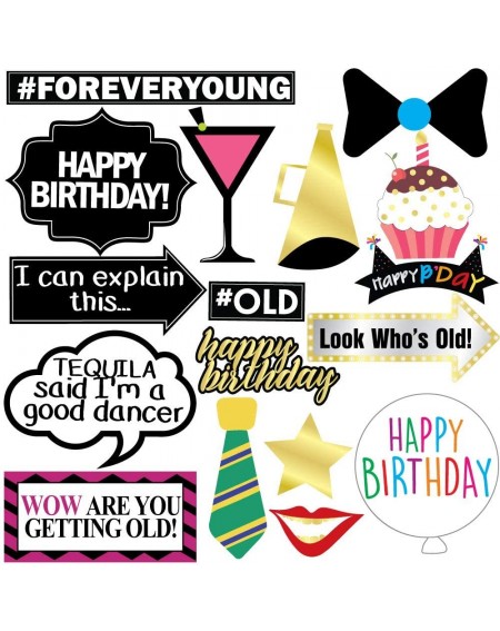 Photobooth Props Funny Birthday Photo Booth Props - 47 Pieces - 21st - 30th - 40th - 50th - 60th - 70th - 80th - 90th - Birth...