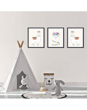 Favors Nursery Kids Room Llama Wall Art Decor Posters- 8.5x11-inch- Ivory Cream- Llama Alpaca Head Graphic- 3-Pack- Unframed ...