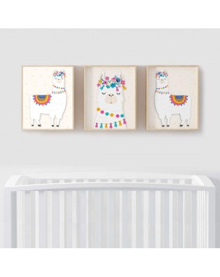 Favors Nursery Kids Room Llama Wall Art Decor Posters- 8.5x11-inch- Ivory Cream- Llama Alpaca Head Graphic- 3-Pack- Unframed ...