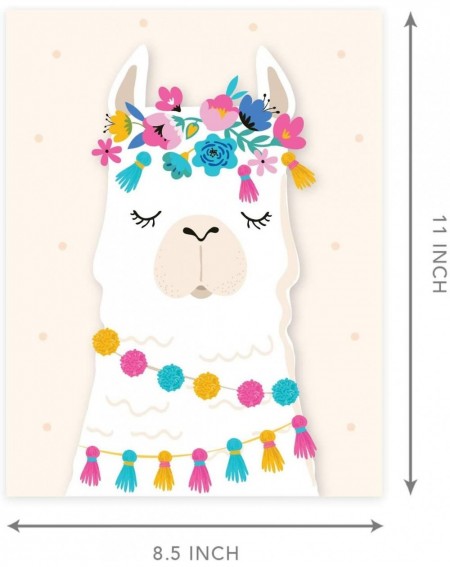 Favors Nursery Kids Room Llama Wall Art Decor Posters- 8.5x11-inch- Ivory Cream- Llama Alpaca Head Graphic- 3-Pack- Unframed ...